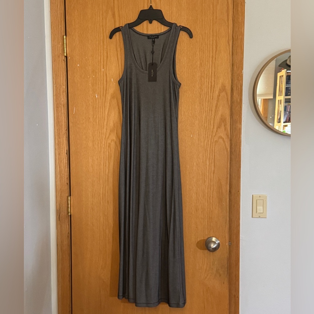 Rag & Bone NWT grey stripe midi length tank dress sz XS